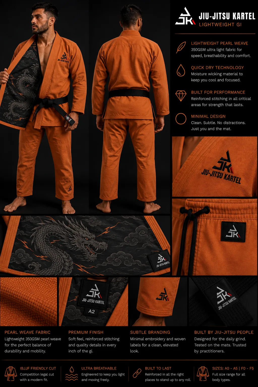 JJK Lightweight Pearl Weave Gi (Burnt Orange)