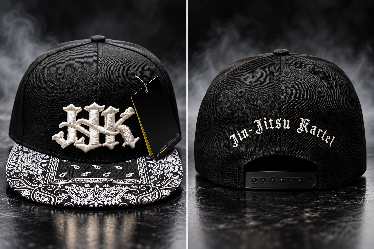 JJK Snapback — Black / White Paisley