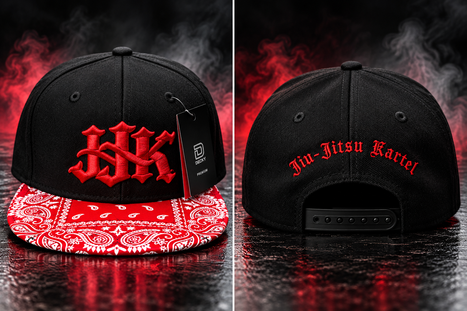 JJK Snapback — Black / Red Paisley
