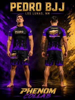 Pedro BJJ and Phenom collaboration no-gi rash guard and shorts